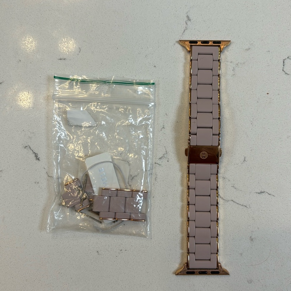 Michele pink & rose gold Apple Watch band